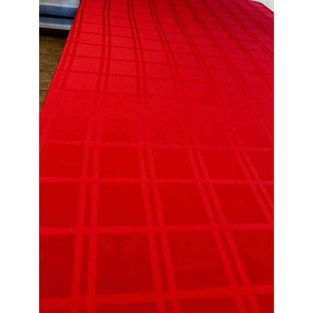 60” x 118” Inch Rectangle Christmas Red Polyester Tablecloth